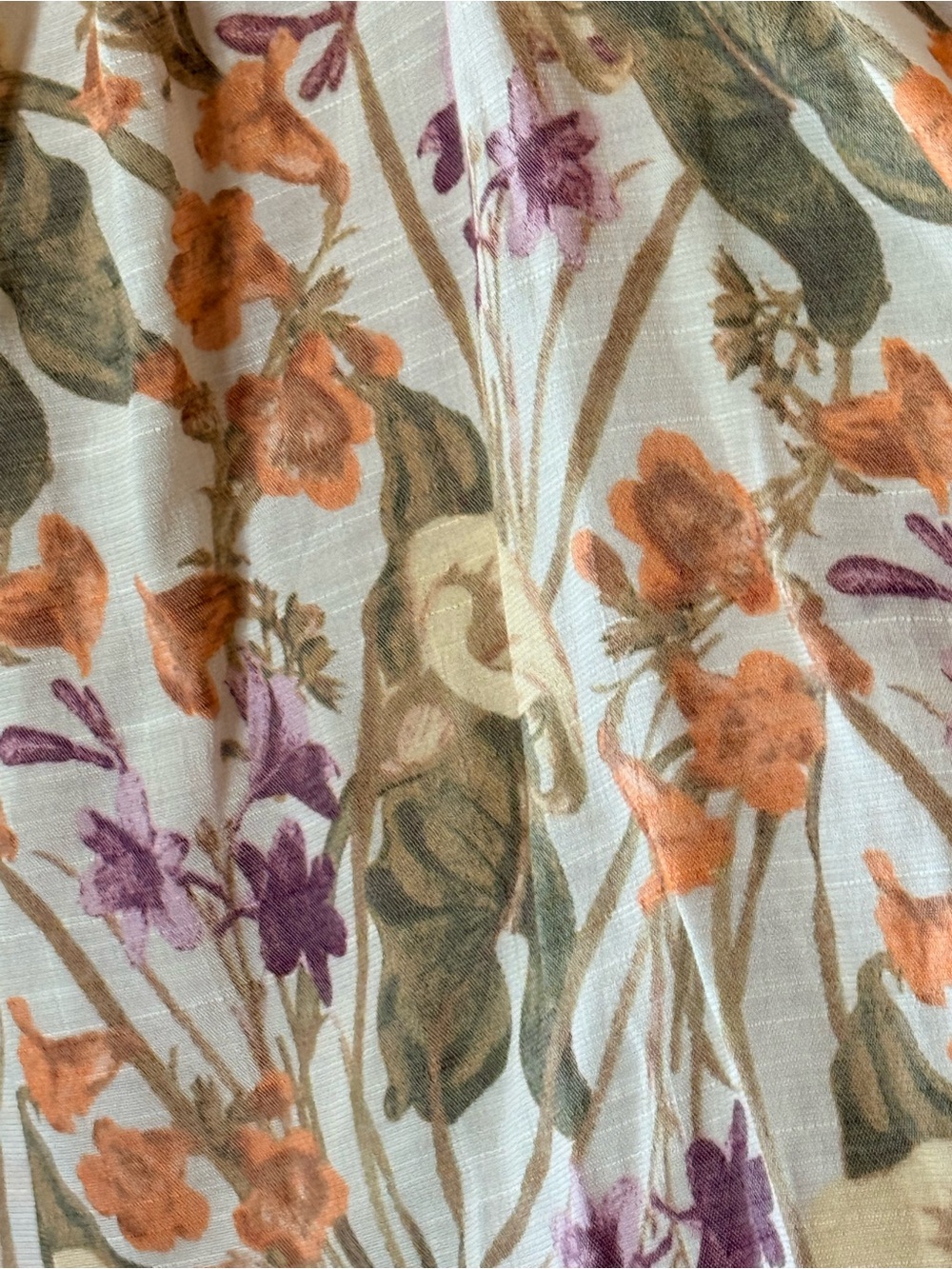 Rose & Olive Floral Smocked V-Neck Top Orange Purple green cottagecore boho - Picture 4 of 9